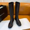 Thick Soled Square Headed Knight Women's Boots for Autumn and Winter, New Style, Slim and Side Zipper High Top Boots botas mujer