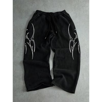 Pánské sportovní kalhoty s gotickým potiskem, elastický pas, elastické, ležérní, streetové, retro, rovné nohavice, módní