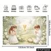 2D Baptism Party Decoration Backdrop, Kids Praying with Chalice Photo Background Banner