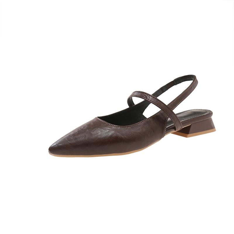 Fashion Luxury Summer Pointed Toe Women Sandals Fashion Singbacks Mules Shoes Ladies Elegant Low Heel Stripper Party Sandalias