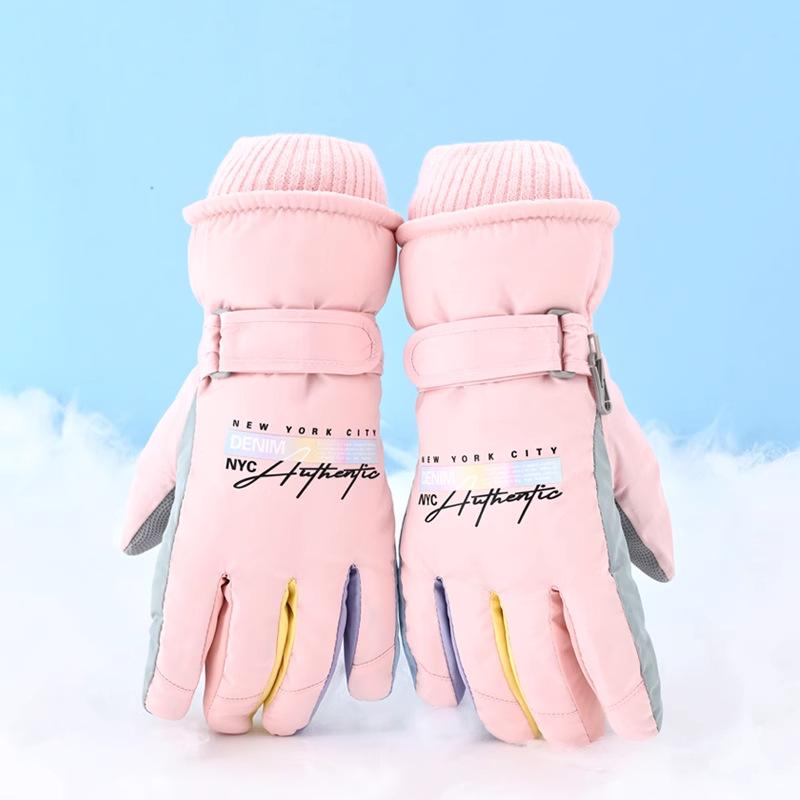 2025 new ski gloves women's winter warm thickened cotton cold play snow water can ride and drive