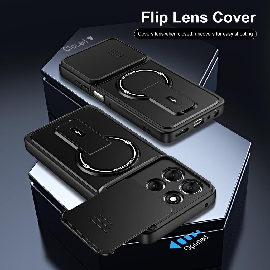 Magnetic Stand Phone Case for Moto Edge 50/56/57 with Full Lens Coverage