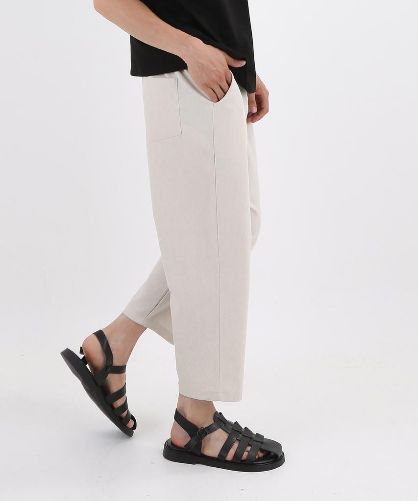 UNLC Linen Semi-Wide Crop Pants 3Col