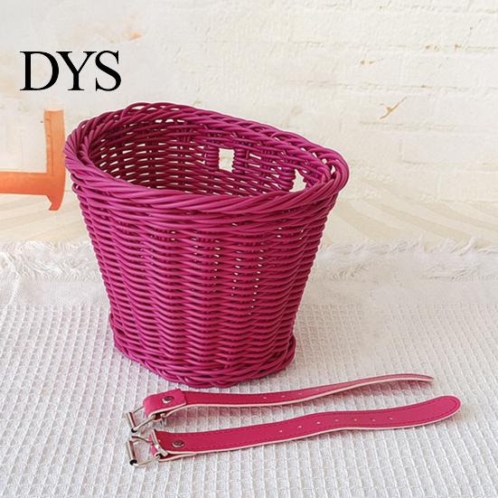 Braided Bicycle Basket Large Capacity Strong Load-bearing Universal Simple Hand-woven Children Bike Installation Hand-Woven Imitation Rattan Handlebar