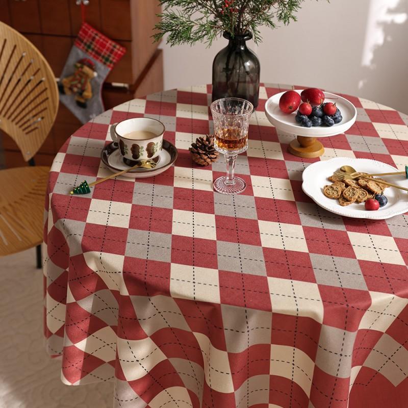 Vintage Nordic Check Tablecloth Red Green Plaid New Photo Backdrop Decor