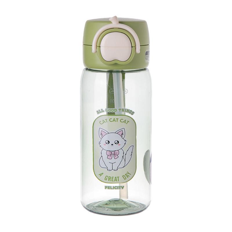 Water bottle plastic water cup Tritan new summer cute boys and girls high value drink cup portable straw children