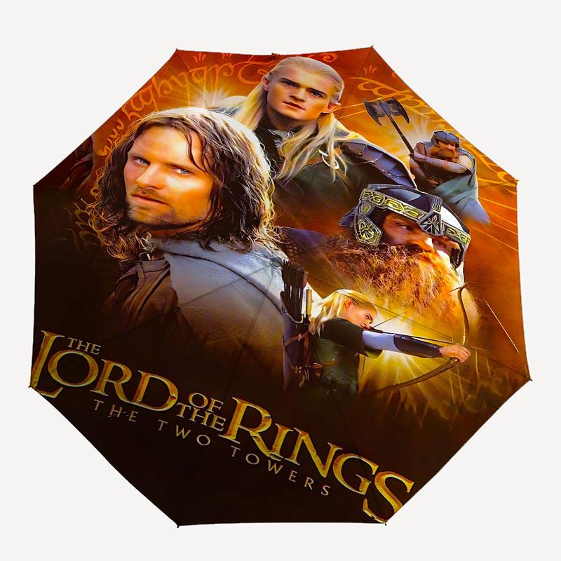 1pc The Lord of the Rings The Two Towers Automatic Folding Umbrella - Compact 8-Rib Design, Durable Plastic & Iron1074L