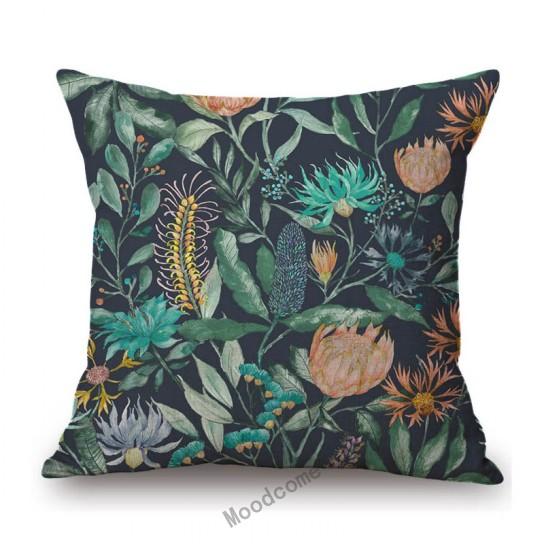 Home Decoration Flower Floral Oil Painting Sofa Throw Pillow Case Cotton Linen Bench Chair Seat Cushion Cover