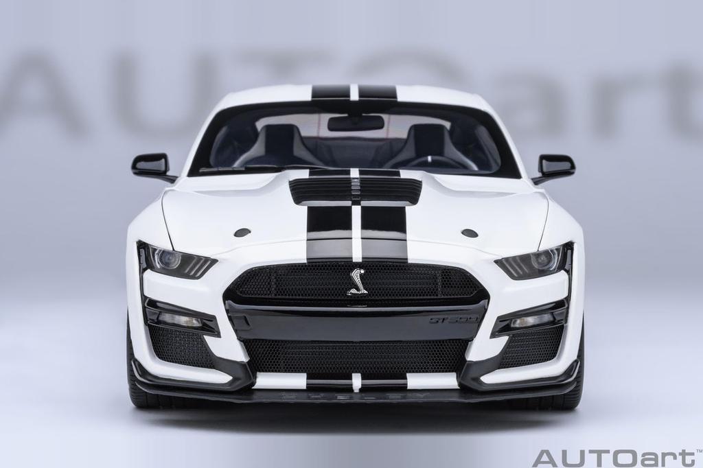 AUTOart Scale Ford Mustang Shelby GT500 with Black Finished Product 73095 1/18 (White Stripes)