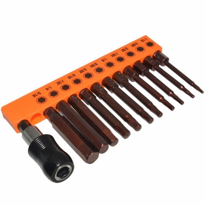 23Pcs Head Allen Wrenches Drill Bit Set Steel Tip Bit Set 60mm Long 1.5/2/2.5/3/4/5/5.5/6/8/10/12mm