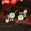 Green Jade Marrow Flowers Tassel Drop Earrings for Women Ethnic Stud Earring Pretty Jewelry Gifts
