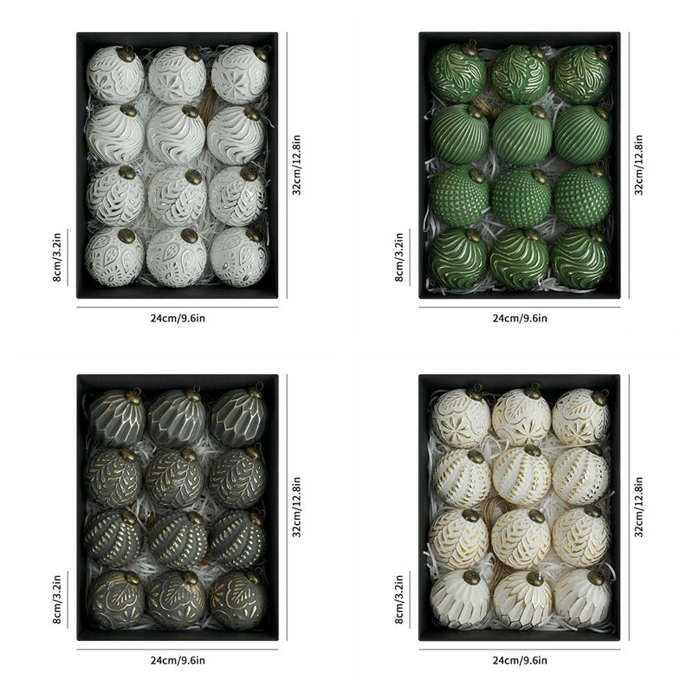 12pcs Shatterproof Christmas Tree Ball Pendant Retro Xmas Tree Ornaments Hotel Mall