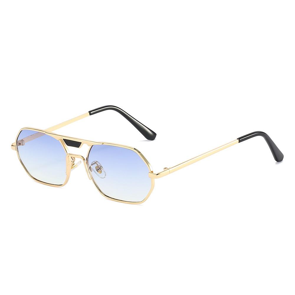 New Retro Metal Square Frame Gradient Women Sunglasses  Personality Brand Double Beam Design Fashion Men Uv400 as  picture