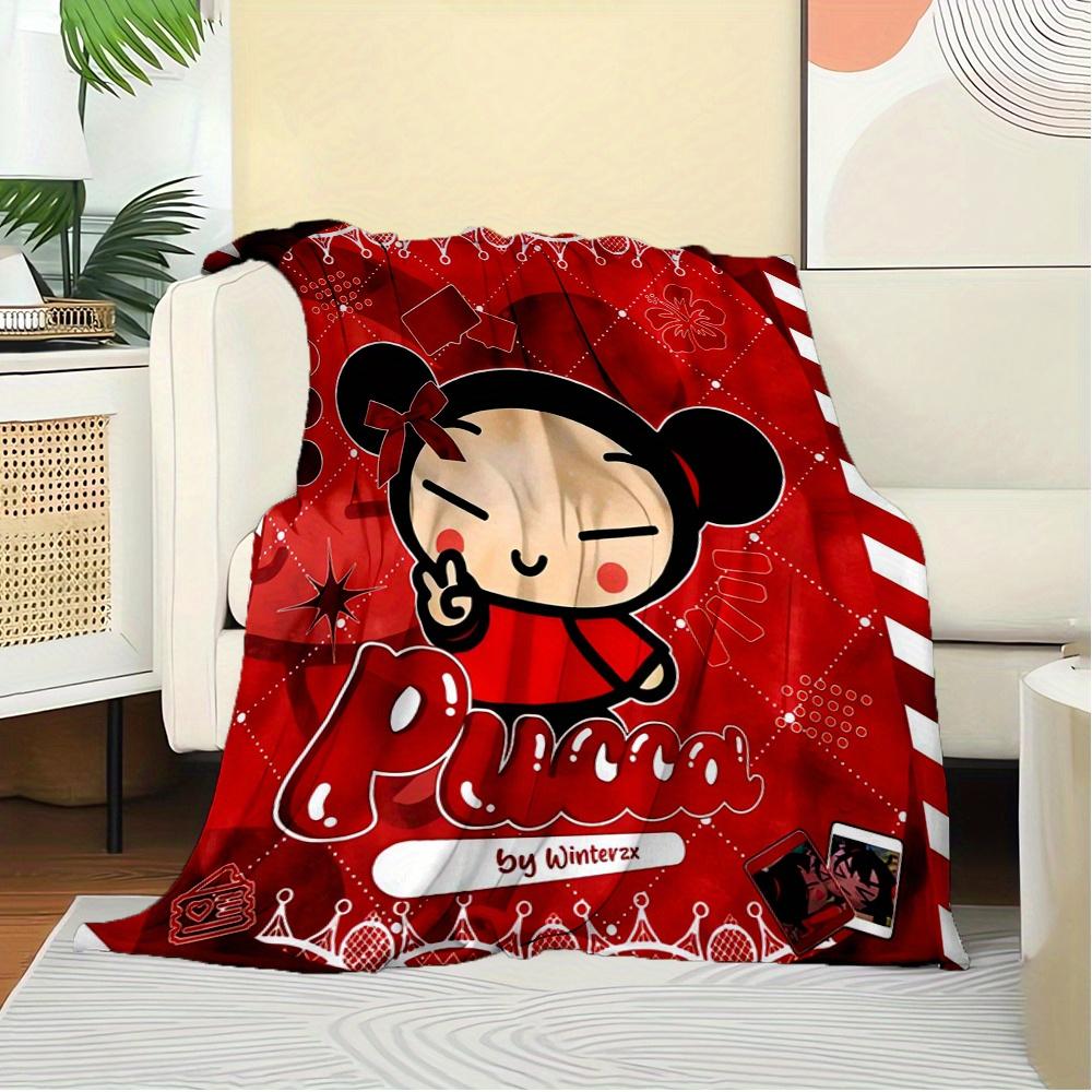 1pc Pucca,Winterzx,RedDigital Print Fleece Blanket - Contemporary Style, Suitable for All Seasons, Perfect for Home, Travel, or Camping - Ma