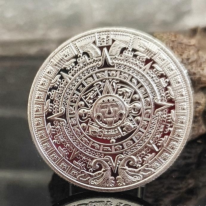 

Американская монета майя Памятная монета Счастливая монета Пирамида Солнечные часы Золотая монета Серебряная монета 40*1.5mm