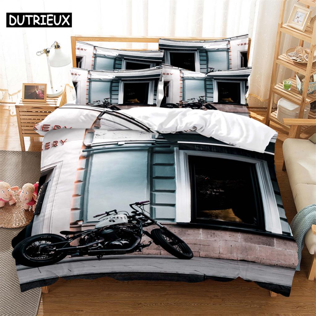 

3D Digital Printed Moto Themed Beding Set, Super King-Sized Dimensionsd Dimensions featuring Pilowcases, Home Bedclothes Textiles 100*200cm Single
