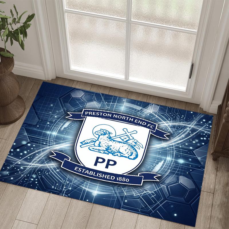 Preston North End Football Design Crystal Velvet Carpet Cozy Non?Slip Printed Rug For Bedroom Living Room Entrance