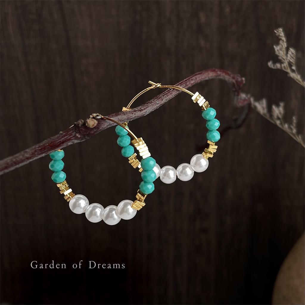 Handmade Crystal Pearl Earrings: Retro Chinese Mori Style, Artistic & High-End Niche.