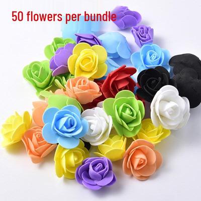 50-Piece Set of 3.5cm Foam Rose Heads for Wedding Decoration