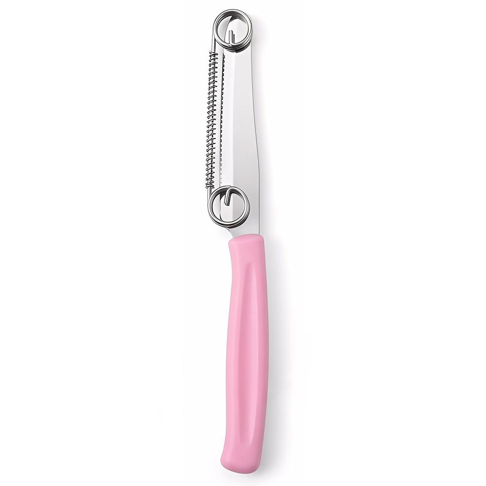 Spring Assisted Vegetable Fruit Peeler Quick Slicing Scallion Cutter  DIY Fruit Platter розовый