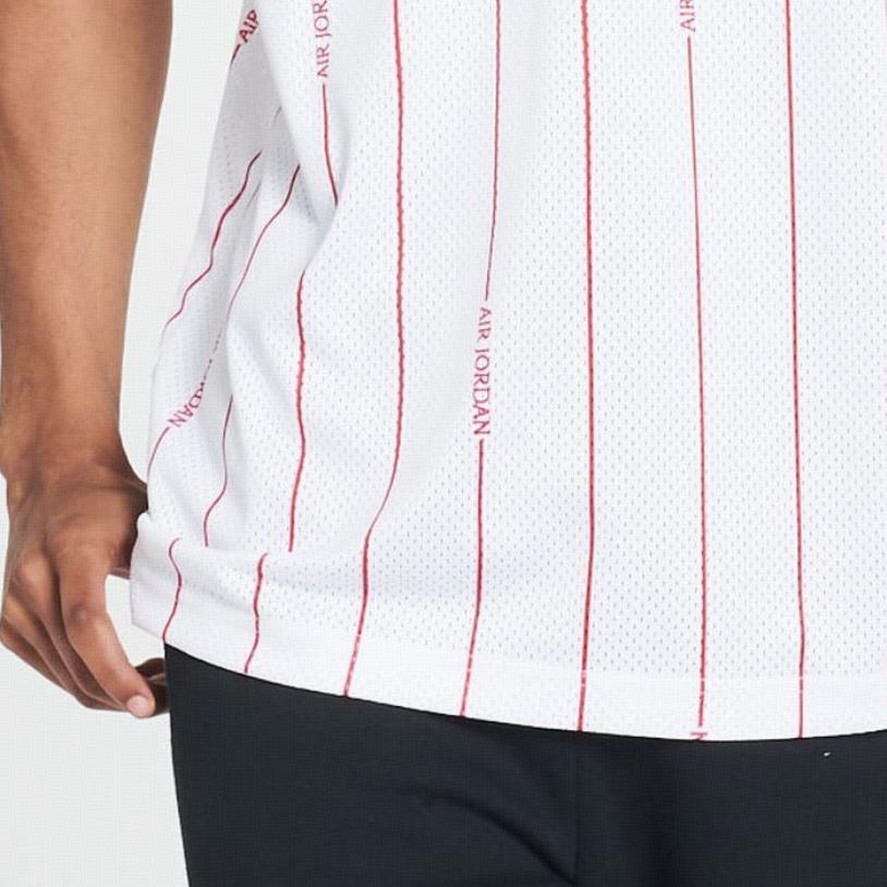 Jordan Striped Alphabet Numeric Print Round Neck Vest Men Tops White DM1380-100