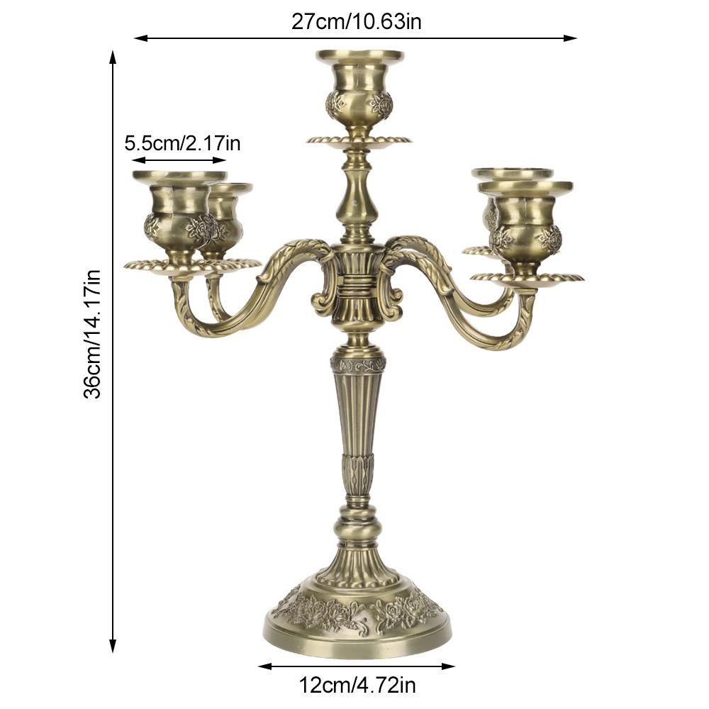14.17 Inch Tall Metal Candelabra Bronze Candlestick Holder Church Decoration