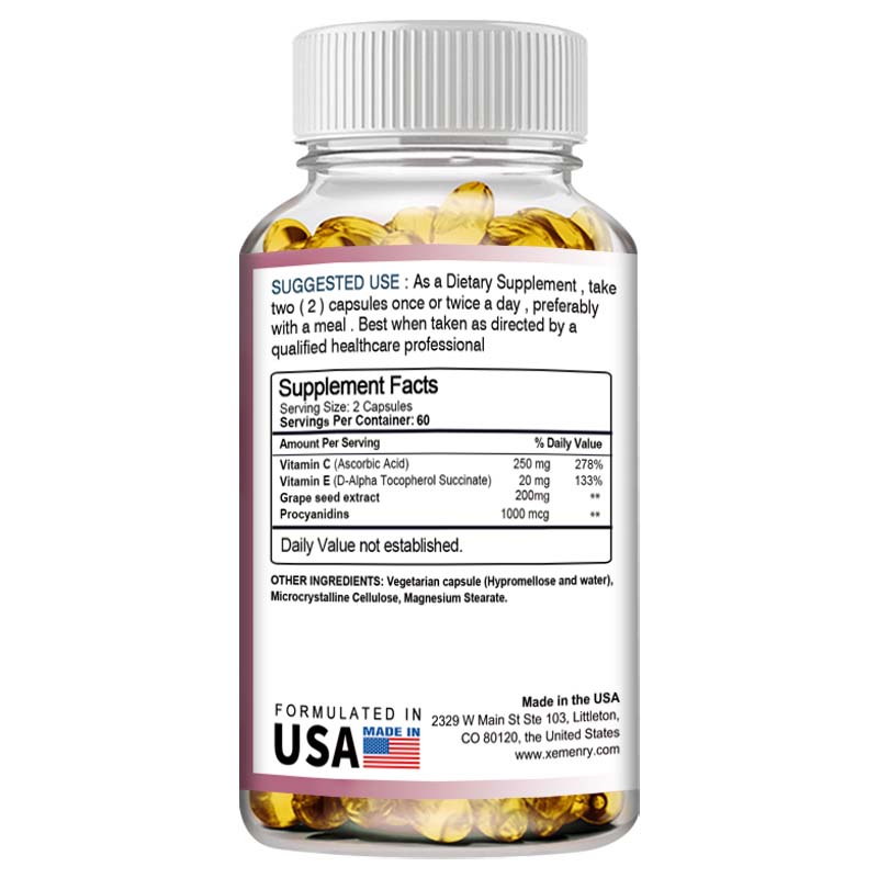 XEMENRY Enthält Vitamin C und Traubenkernextrakt zur Aufhellung des Hauttons und zur Bereitstellung von Antioxidantien.