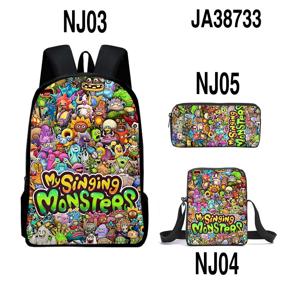 Mysingingmonsters Schoolbag Backpack Satchel Pencil Bag Backpack Three-Piece Set pencil case