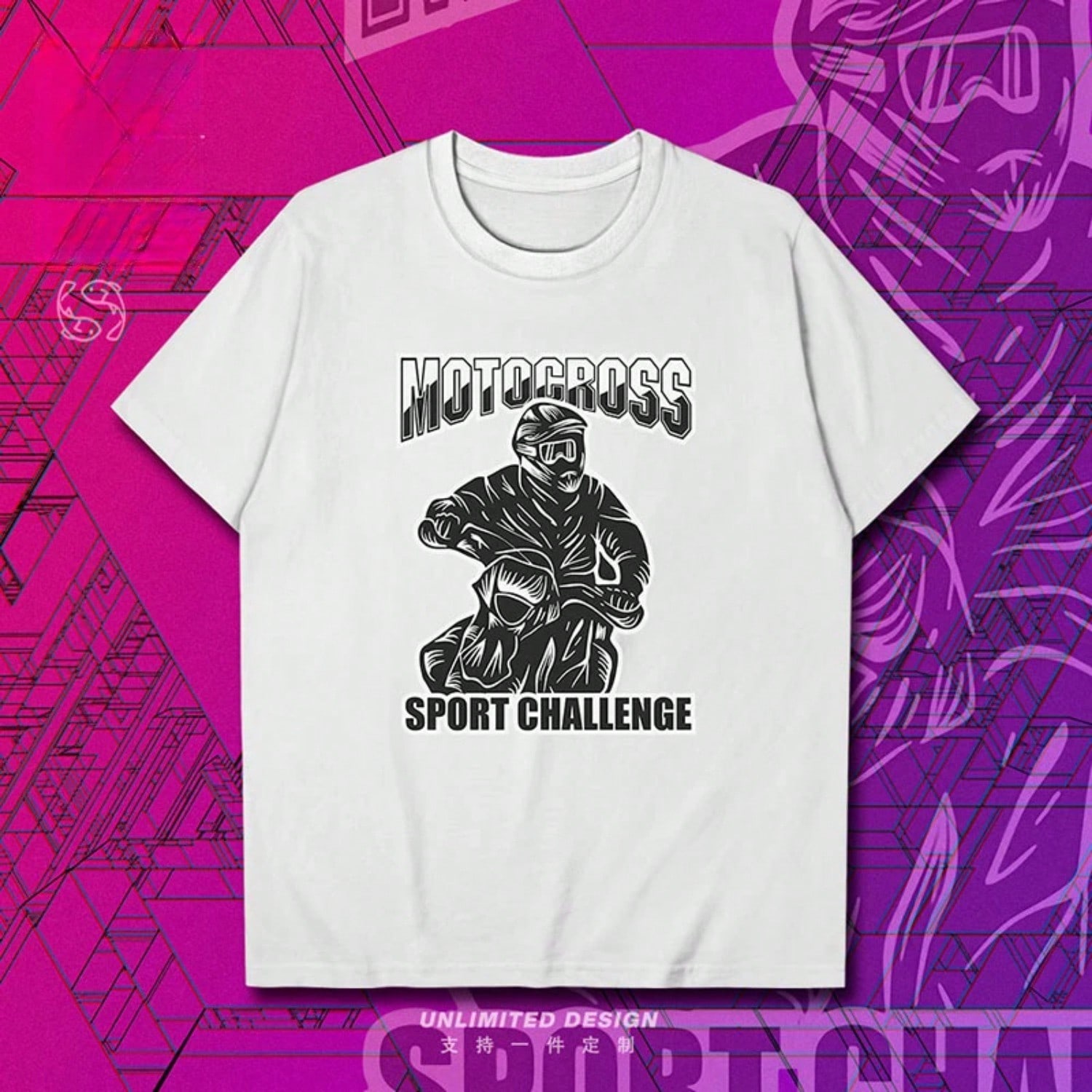 Motocross Sport Challenge Poster Printed Graphic T-Shirt unisex s And Wounisex s Short Sleeve Breathable Motorcycle T-Shirt S разноцветный