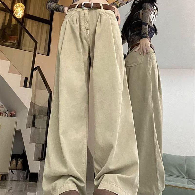 2023 Spring/Autumn Women's High Street Solid Color Loose Wide Leg Jeans