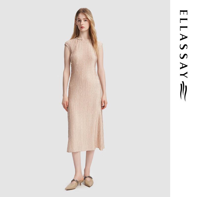 ELLASSAY Pleated Sleeveless A-Line Midi Dress