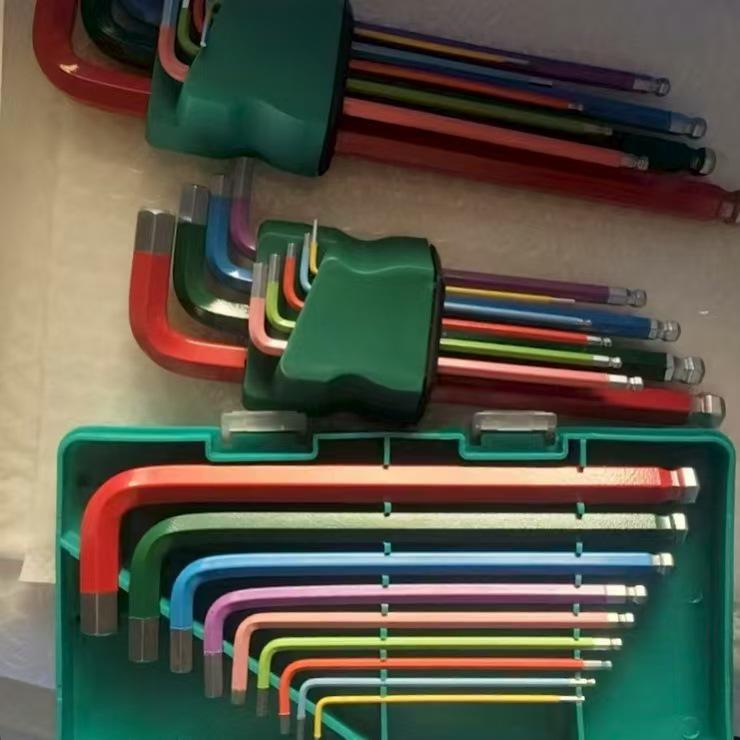 Colorful Powder Coated Hex Socket Medium Long Ball Head L-Wrench Set
