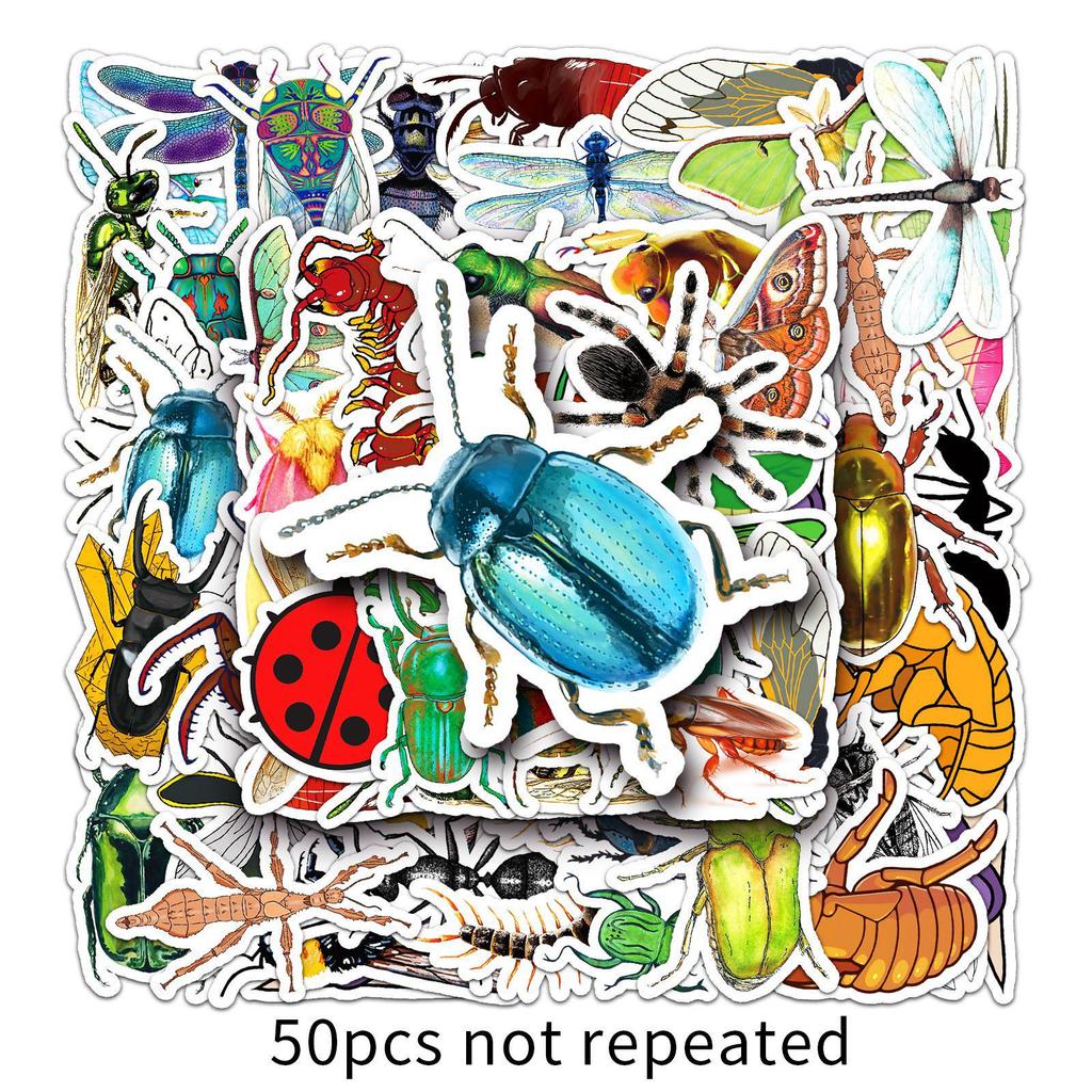 50pcs Animal Insect Stickers for Luggage, Laptops & Cars - Trendy Graffiti Design