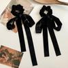 Fashion Black Velvet Bow Hair Ribbon Scrunchie For Women Girl Elastic Hair Tie