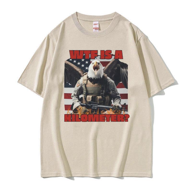 WTF Is A Kilometer Funny Meme T-Shirts Men's Vintage American Army Clothing T Shirt Unisex Harajuku Gothic Classic Humor T-shirt