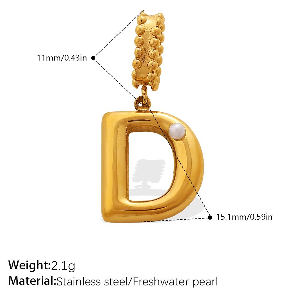 Fashion Personalized Bubble Three-Dimensional 26 English Pearl Letter Pendant Stainless Steel Gold-Plated Diy Accessories