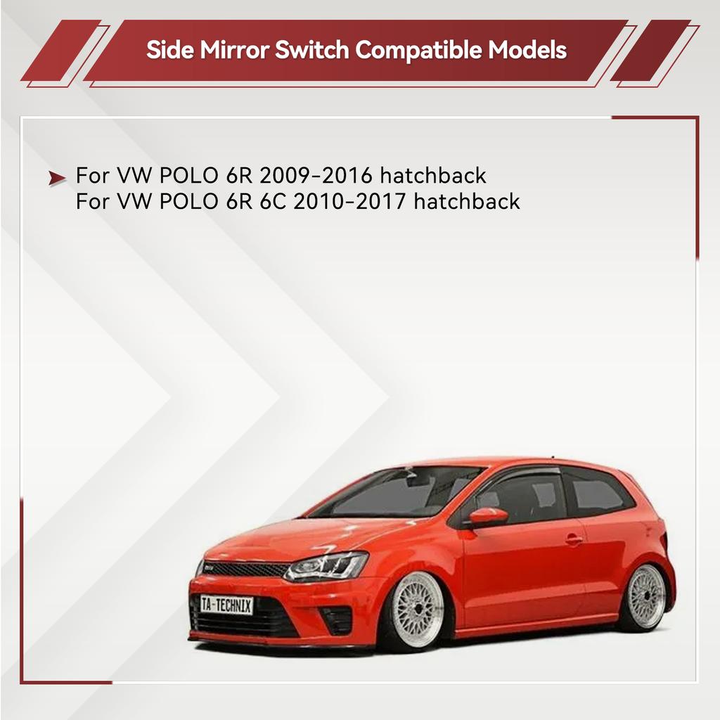 Electric Rearview Wing Mirror Adjuster Knob Switch Chrome Button for Volkswagen Polo 6R 6C 2011-2017 #6RD 959 565B 6RD959565B