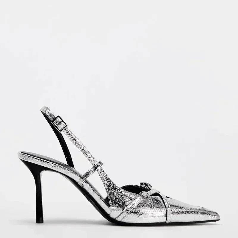 Fashion High Quality Burgundy Patent Leather High Heels Women Elegant Pointed Toe Thin High Heeled Sandals Fashion Banquet Evening Shoes