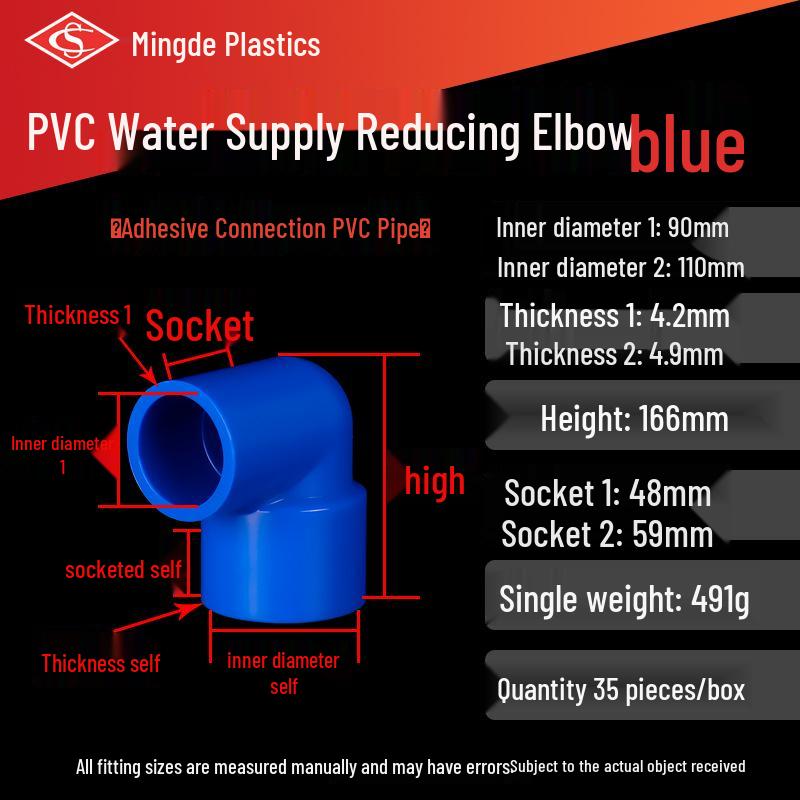 PVC 90° Reduzierbogen Wasserrohrverschraubung