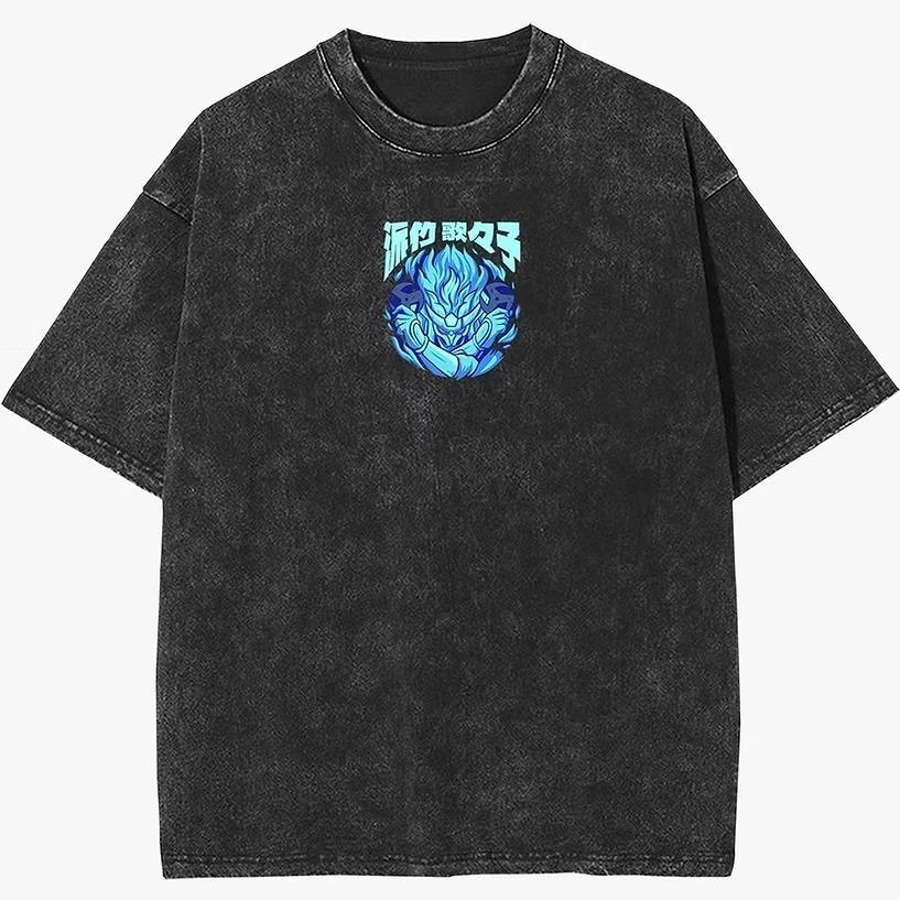 Bleach Urahara Shop Kisuke Yoruichi Doppelseitiger Grafikdruck Vintage Gewaschen Übergröße Anime Streetwear T-Shirt