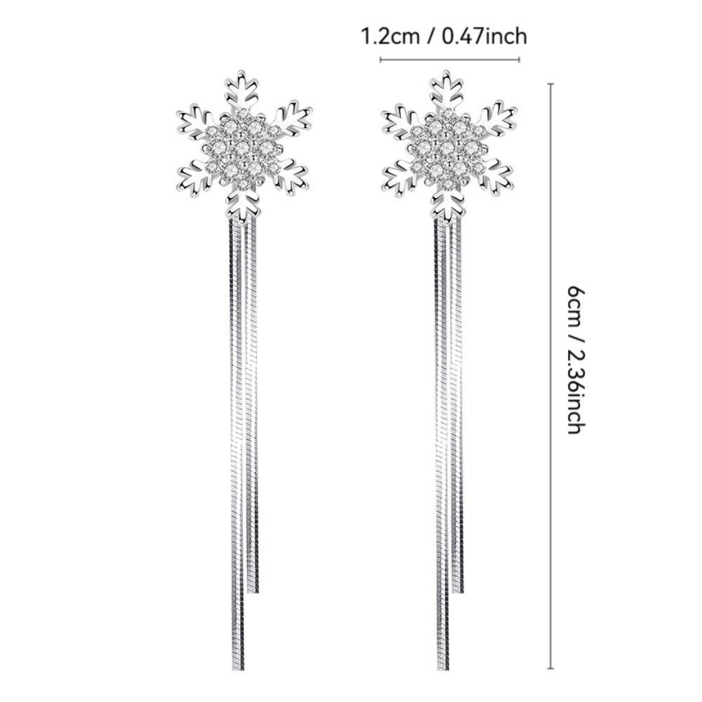 Elegant Tassel Long Dangle Earrings Silver Ear Threads Snowflake Earrings Jewelry Accessories