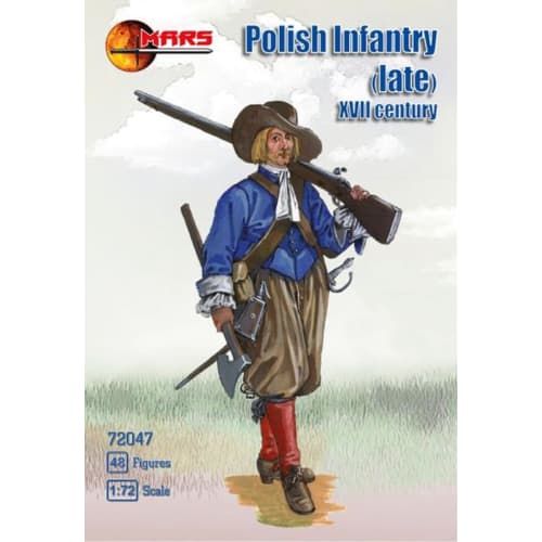Mars Figures 1/72 Scale Polish Infantry, Late 17th Century, 12 Poses, 48 ??Figures, Plastic Model Kit ORM72047