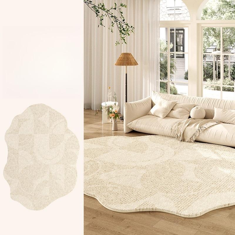 Fluffy Soft Lounge Floor Mat Thickend Plush Bedside Rug Cream Style Bedroom Decor Plush Irregular Shapes Carpets For Living Room