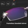 Fashionable High-Definition Anti-Blue Light Presbyopia Glasses Square Rimless Bevel-Edge Reading Glasses for Men and Women
