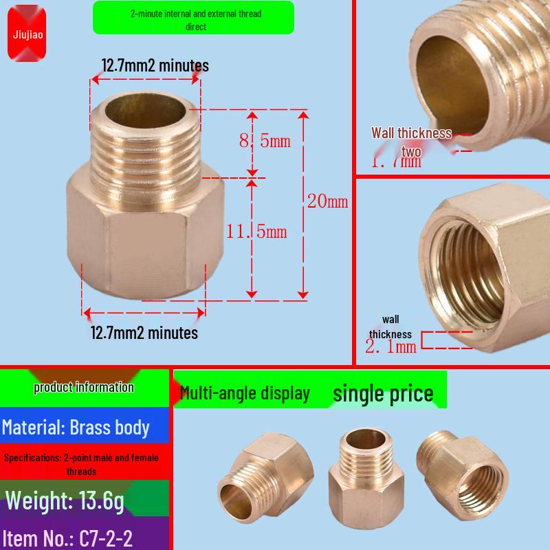 All-Copper Multi-Diameter Extension Connector: 1-6 Min, 1-Inch, Threaded for Water & Gas Pipes