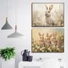 Vintage Spring Academia Botanical Rabbit Bunnies Colorful Eggs Poster Canvas Painting Wall Art Pictures Holiday Home decoration