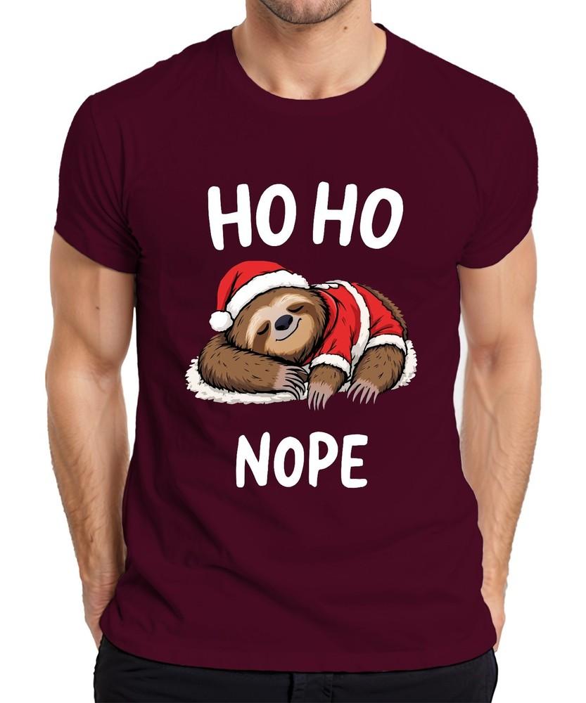 Ho Ho Nope Sloth Santa Hat Sleeping Funny Gift Unisexs Tshirt