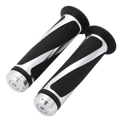 Nakira Next Generation Style Custom Grip with Bar Ends, Aluminum, for Motorcycles, Diameter 0.9 Inches (22.2 Mm), Sliver