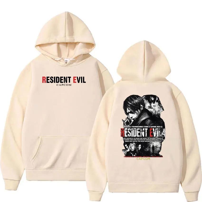 2026 CAPCOM Juego Resident Evil 4 Sudadera con Capucha Estampada para Hombre Vintage Manga Larga Pulóver Sudadera Moda Polar Oversize con Capucha Streetwear