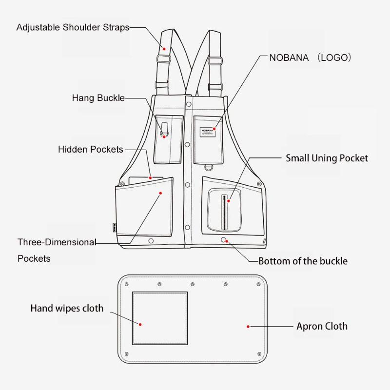 Outdoor Vest BBQ Work Apron Camping Men Women's Leisure Multi-Functional Apron Fishing Vest Coat Equipment Durable Tool Pocket